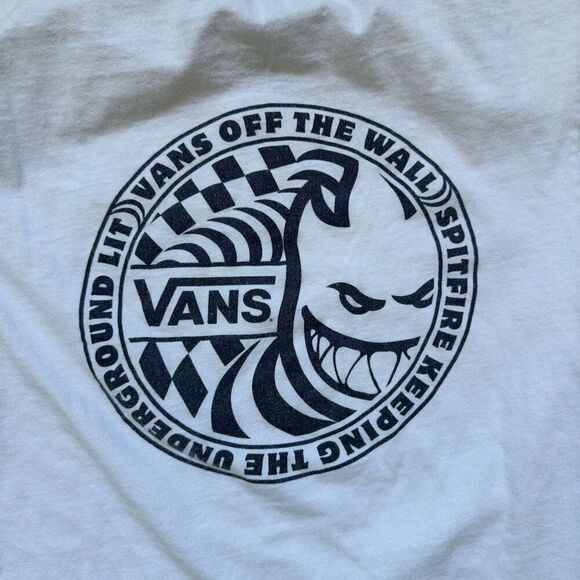 Vans Off The Wall X Spitfire White Short Sleeve Kids T-Shirt Size Large Used - Picture 10 of 10